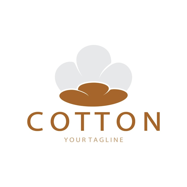 Soft natural organic cotton flower plant logo for cotton plantations industriesbusinesstextileclothing and beautyvector