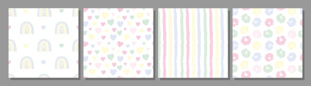 Soft Pastel Baby Pattern Collection with Cute Motifs