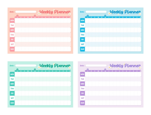 Soft Pastel Daisy Weekly Planner Template