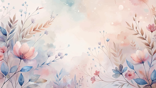 Vector soft pastel floral watercolor background