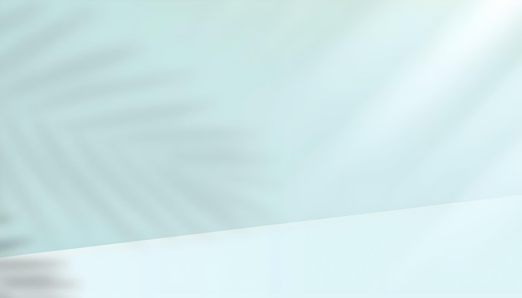 Vector soft pastel studio with palm leaf shadow and light rays
