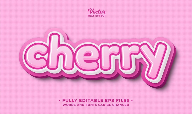 soft pink cherry text effect editable eps cc