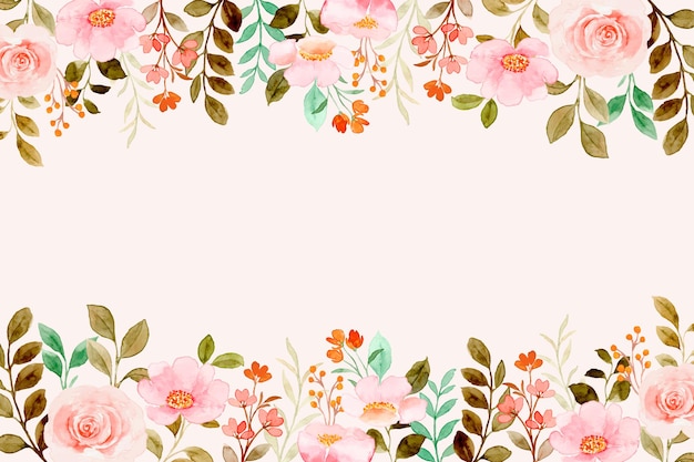 Soft pink flower garden background with watercolor