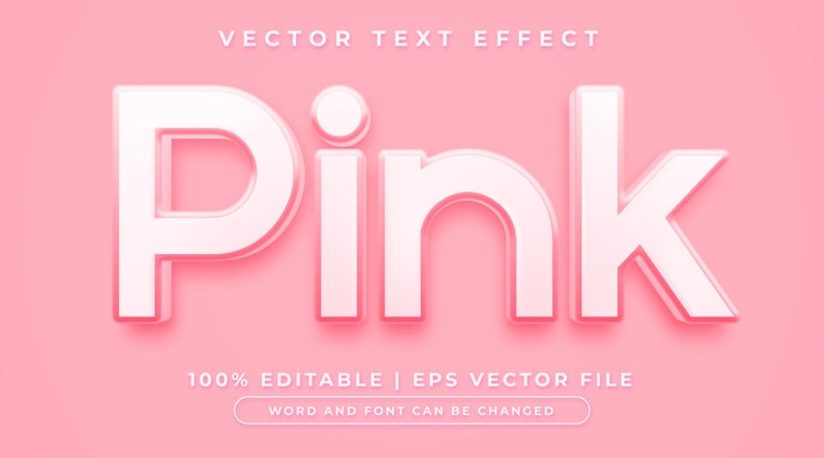 Vector 부드러운 분홍색 및 광택 편집 가능한 텍스트 효과 스타일