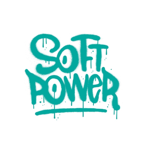 Vector soft power sprayed urban graffiti text with overspray textured hand drawn vector illustration