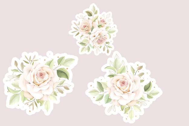 Vector soft roses stickers collection illustration