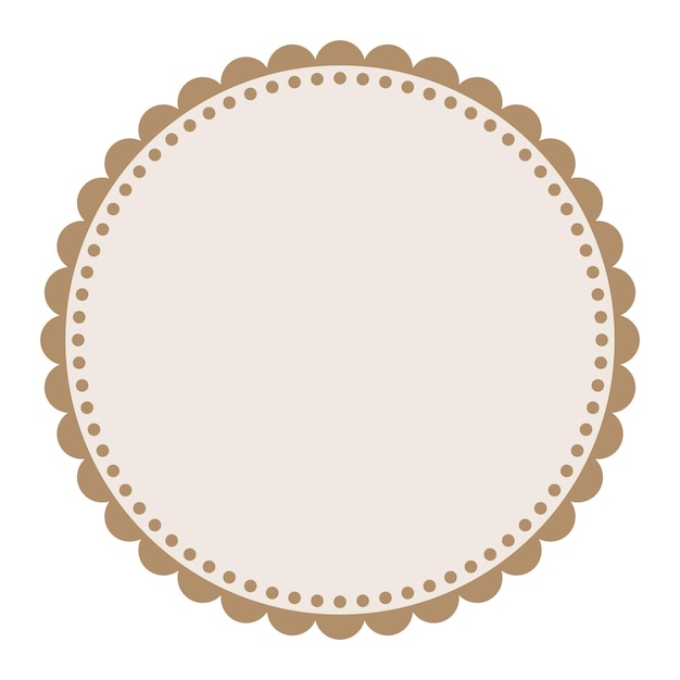 Vettore soft and simple light brown colored blank circular sticker label element with repetitive border