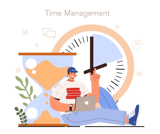 Soft skills concept zakenmensen of werknemer met time management