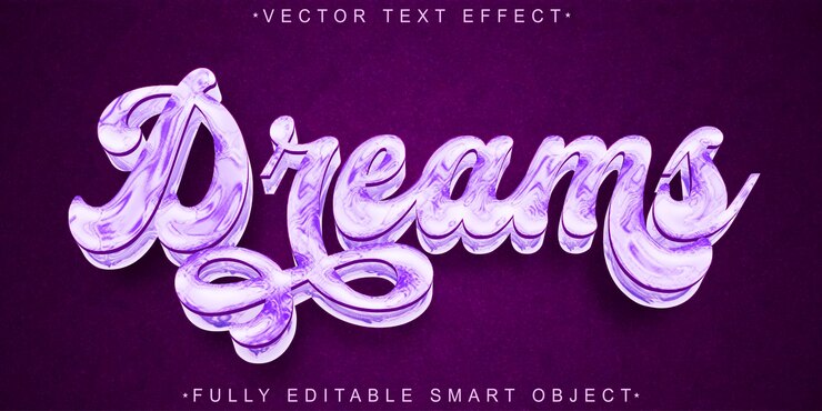 Vector soft sleeping dreams purple vector fully editable smart object text effect