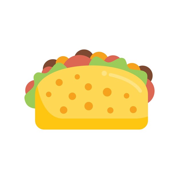 Soft taco icon flat vector mexican food meal burrito isolated