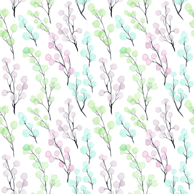 Vector soft watercolor leaves seamless pattern