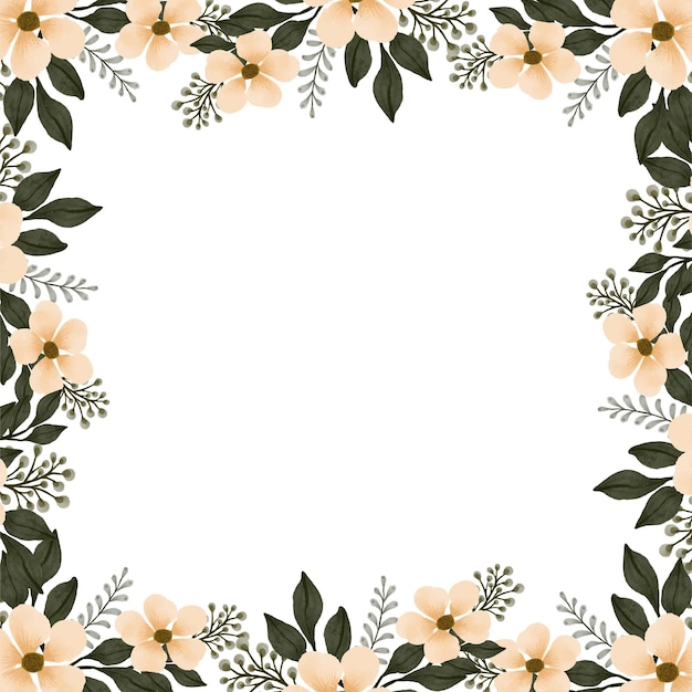 Vector soft yellow watercolor floral frame