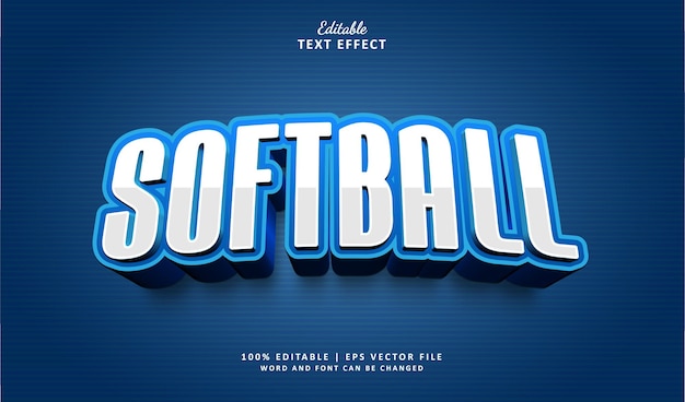 Софтбол редактируемый текстовый эффект стиль 3d спорт винтажный усилитель логотип значок спортивный