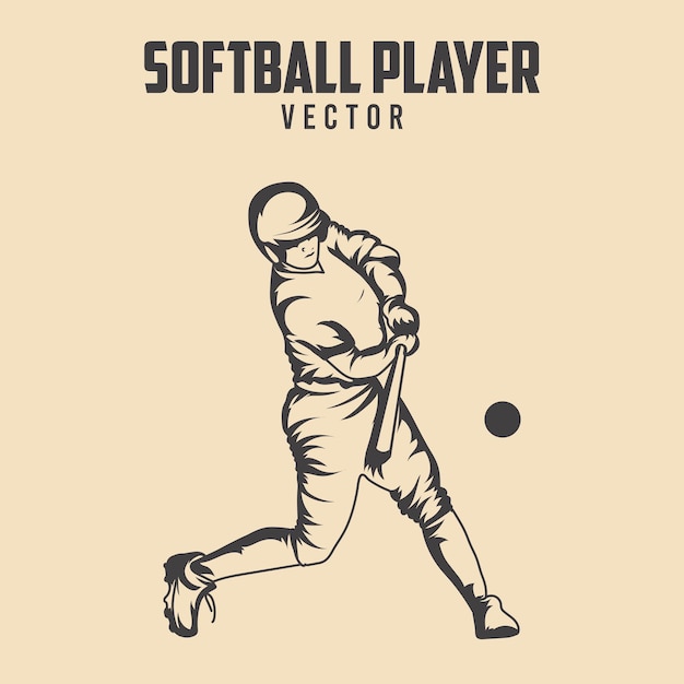 Vector softball speler zwarte illustratie vector