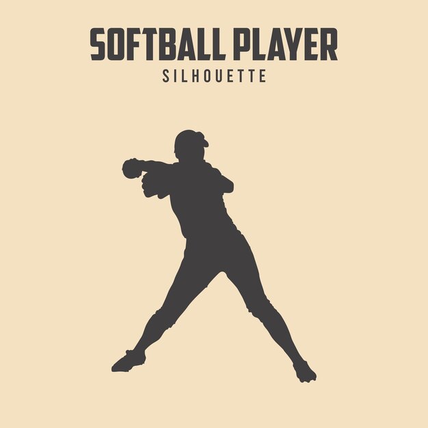 Softball speler zwarte silhouet vector