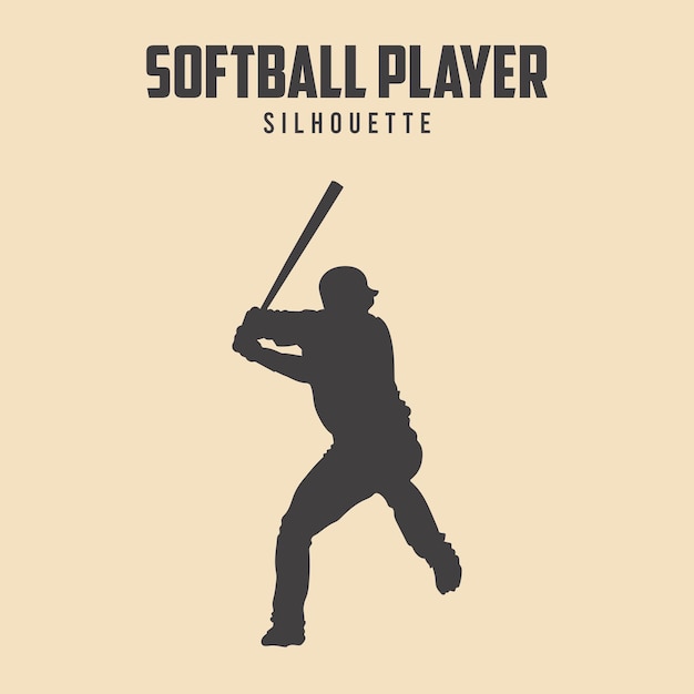 Softball speler zwarte silhouet vector