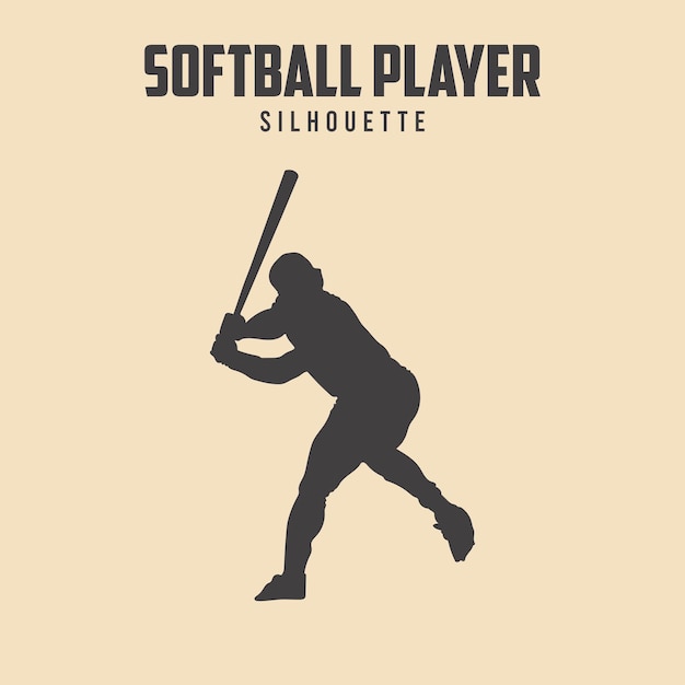 Softball speler zwarte silhouet vector