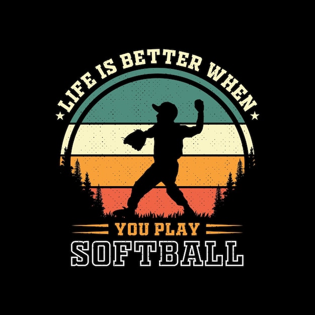 Softball t-shirt design, vintage softball t-shirt design.