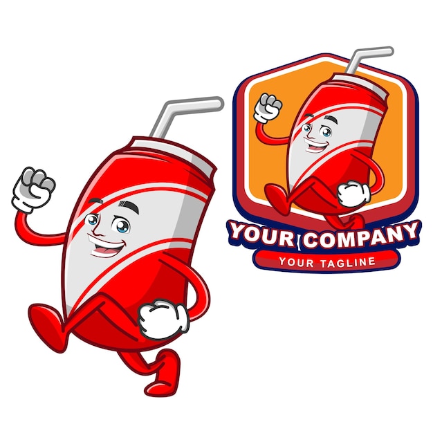 Softdrink cartoon mascot logo template