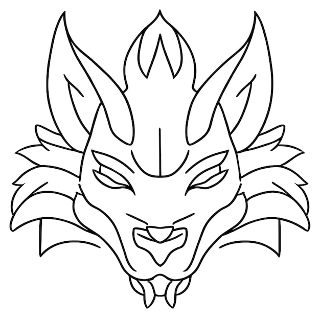 softer lines dragon head vector illustration line art