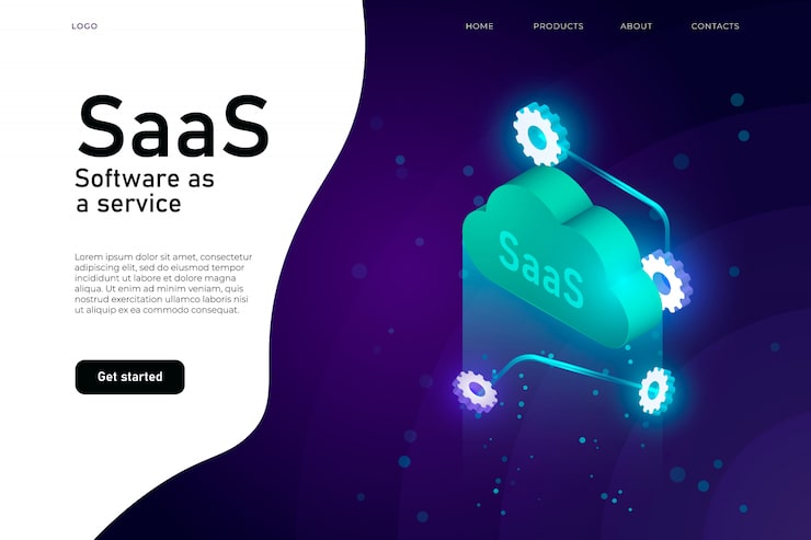 Vector 軟件作為服務 (saas) 程序 it 主機基礎設施網站標題 saas 網絡網站設計布局雲端計算服務同位數