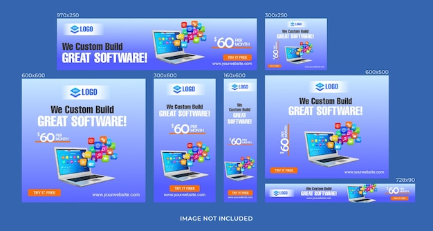 Set di banner web per annunci banner software