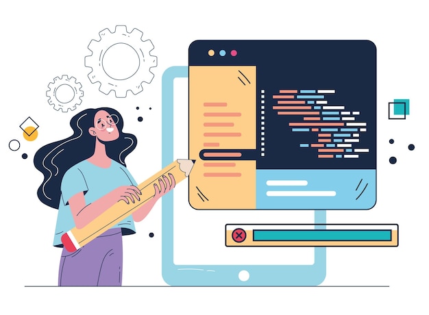 ベクトル ソフトウェア コード プログラム ビジネス開発者コード web サイト チームワーク抽象的なプログラミングの概念