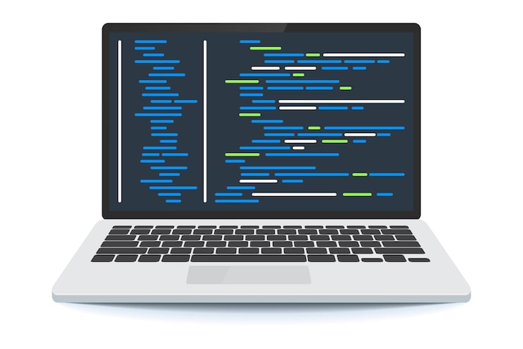 Vector software coding concept. java code digital text. digital program code on the screen.