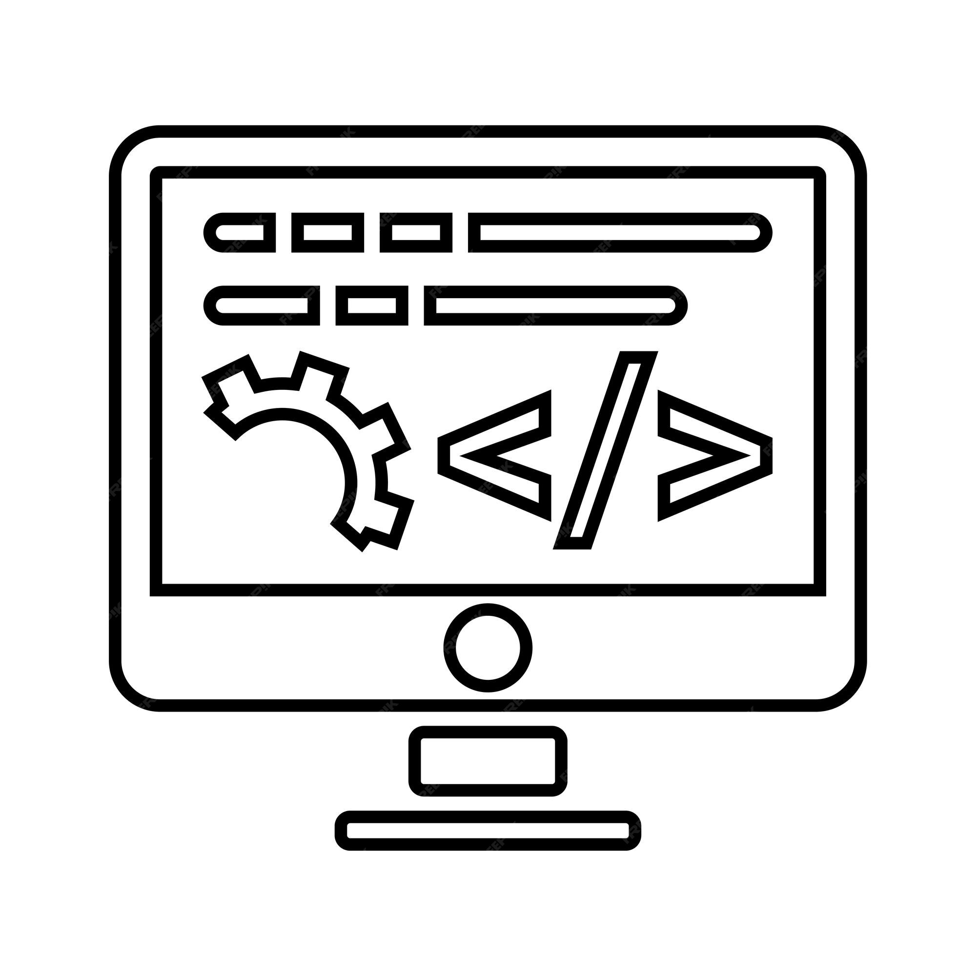 Premium Vector | Software coding development outline icon line art vector