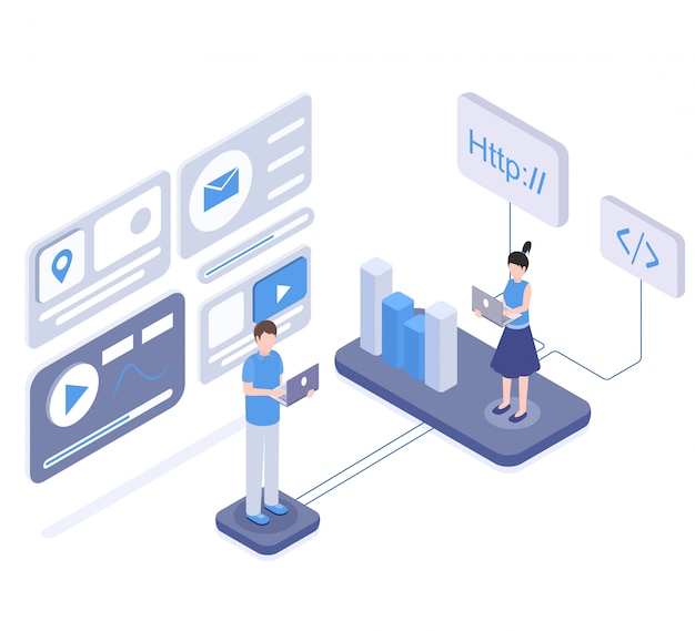 Software coding and testing isometric 