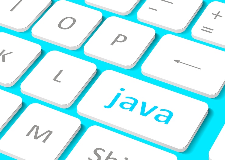Vector software concept. button java on computer keyboard.