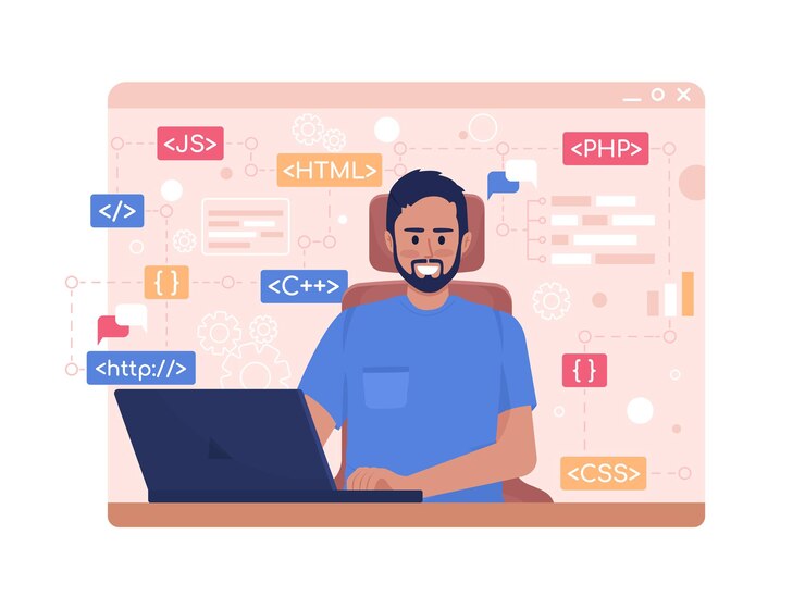 Vector software developer 2d vector isolated illustration