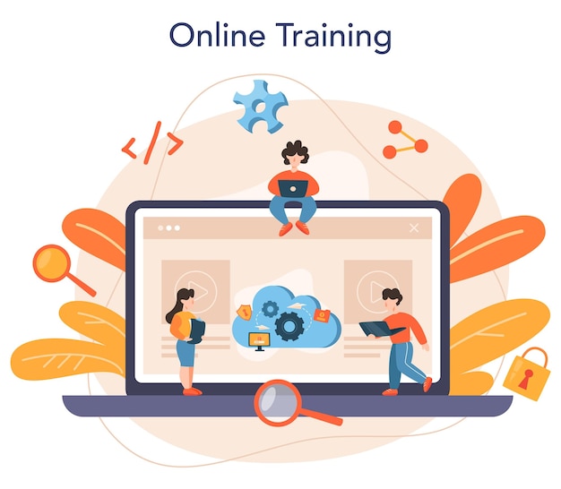 Онлайн-сервис или платформа разработчика программного обеспечения идея разработки системы программирования и кодирования цифровые технологии онлайн-обучение изолированная векторная иллюстрация