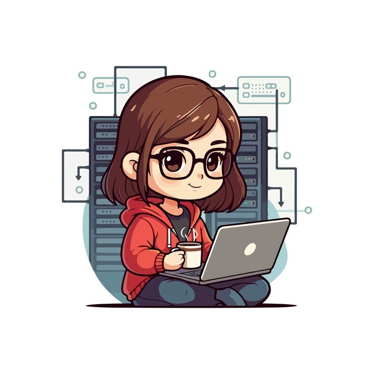 Vector software developer vector illustration communication technology and cyber security