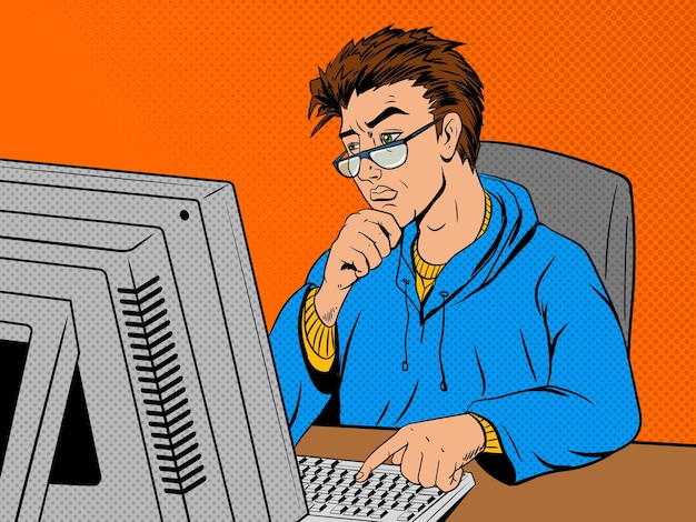 仕事漫画スタイルのベクトルでのソフトウェア開発者