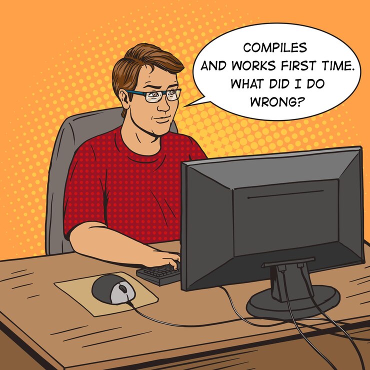 Vector software developer at work comic book style vector