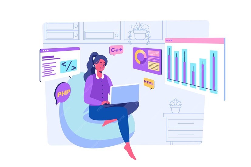 Premium Vector | Software development concept with people scene for web ...