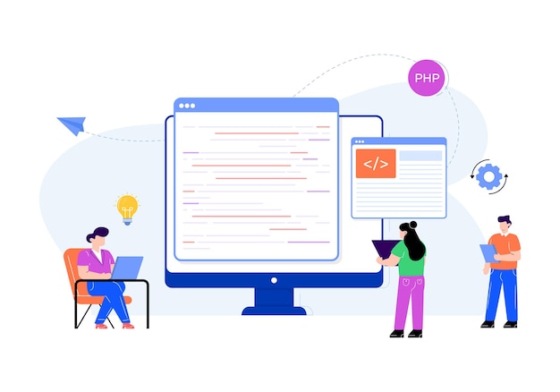 Плоская иллюстрация разработки программного обеспечения