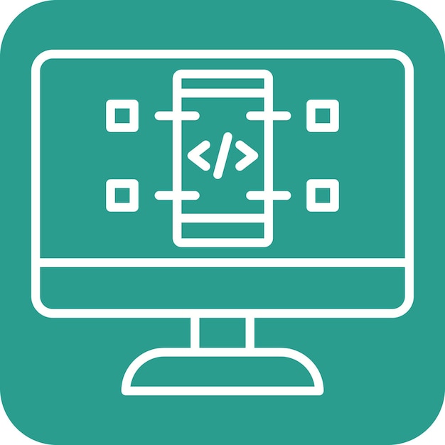 Векторное изображение иконки разработки программного обеспечения может использоваться для кодирования и разработки