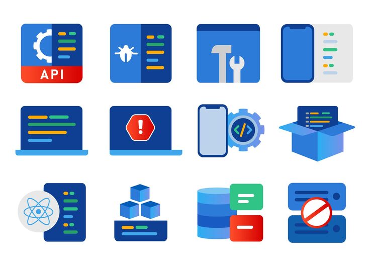 Vector software development modern api application programming interface react microservices