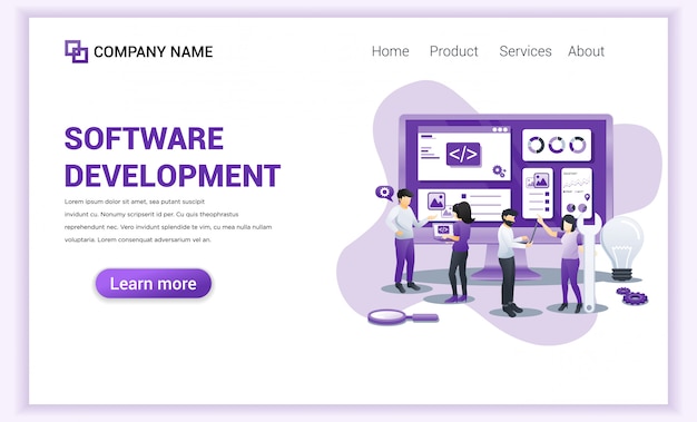 Vector software development programmers  landing page