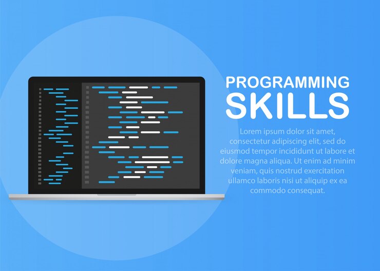 Vector software development, programming, coding vector concept.