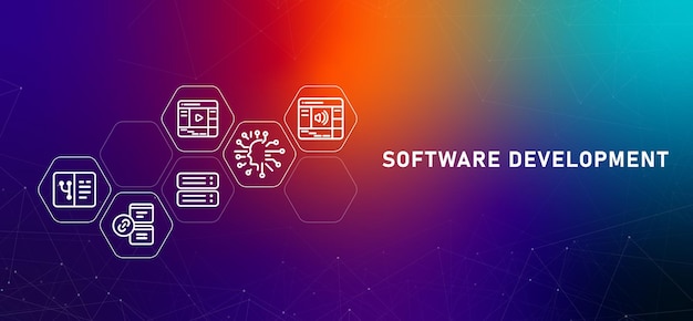 ソフトウェア開発サービス グラディエントヘッダー デベロッパー プログラミング ビルディング アプリケーション アプリとウェブ