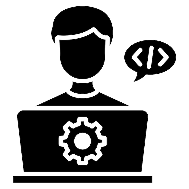 Software ingenieur Man Glyph Solid Zwarte illustratie