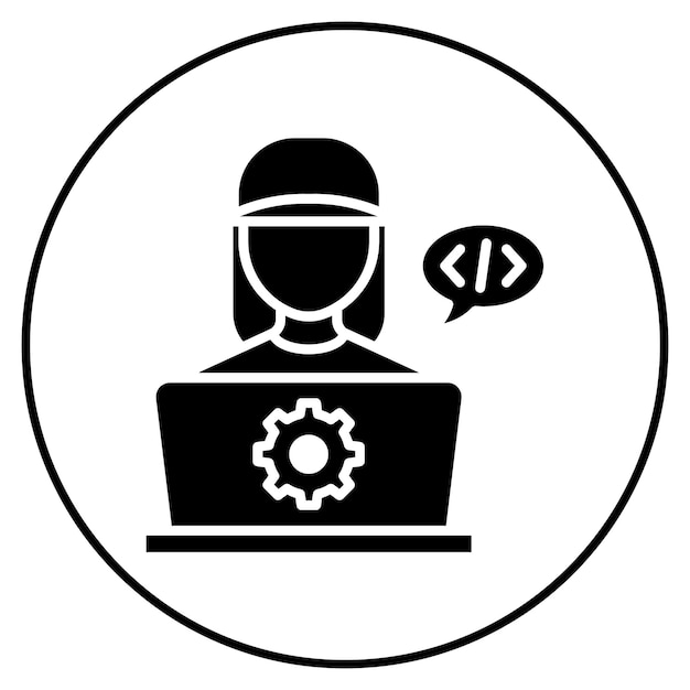 Software Ingenieur Vrouw icoon vector afbeelding Kan worden gebruikt voor Computerwetenschap