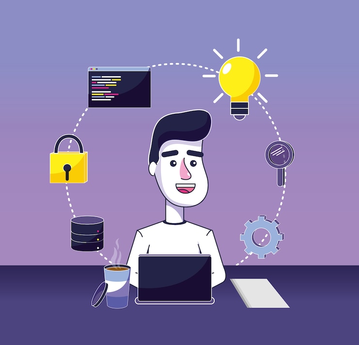 Vector software programmer cartoon