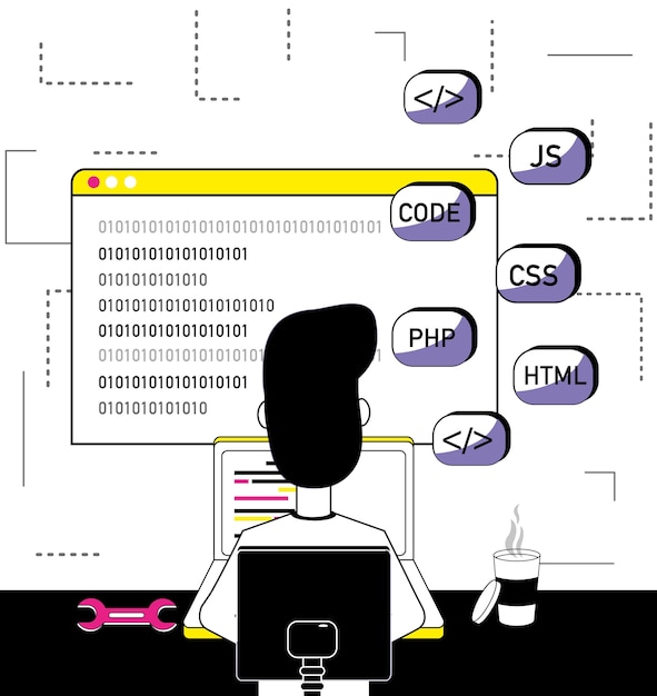 Vettore cartone animato programmatore software