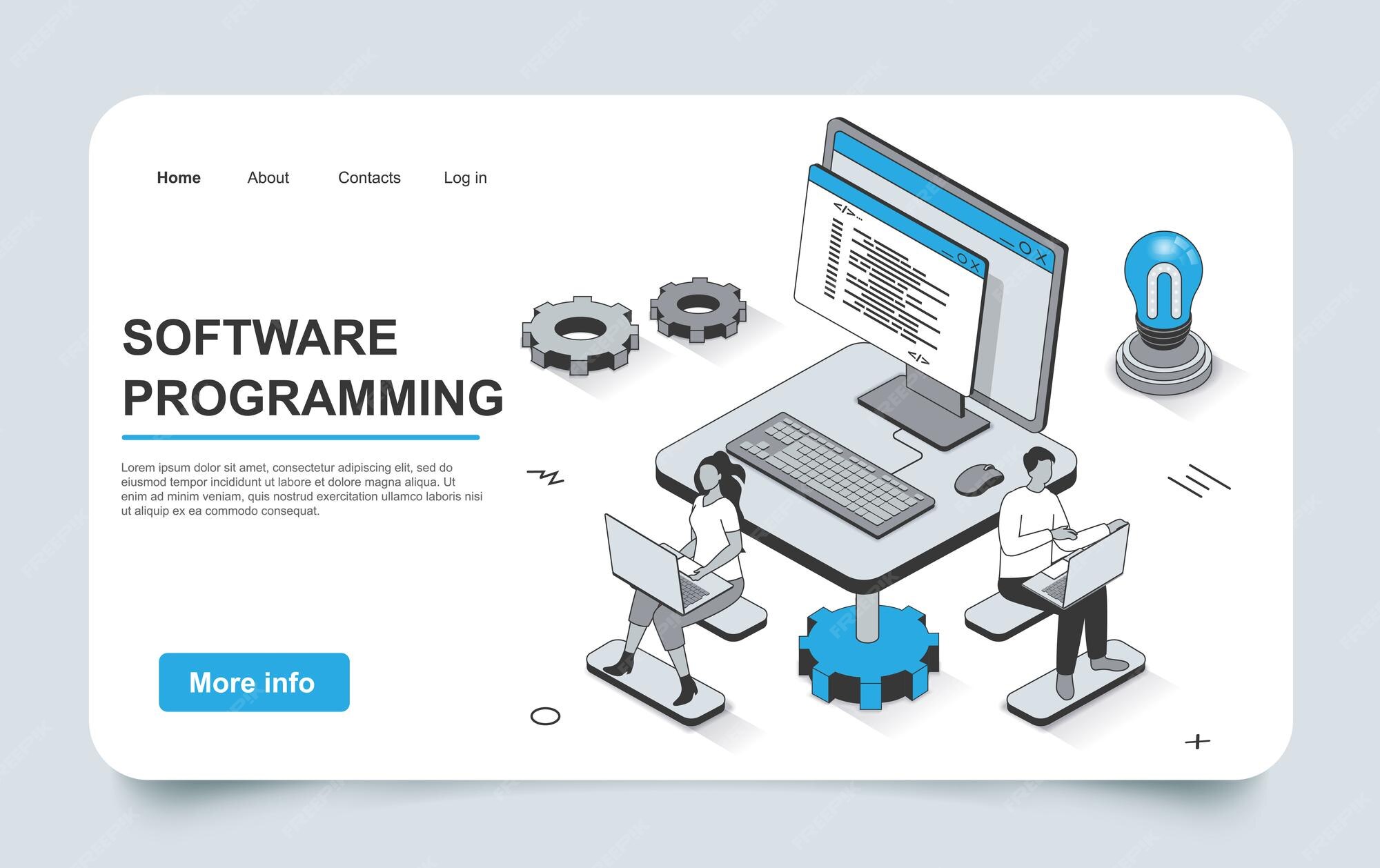 Premium Vector | Software programming concept in 3d isometric landing ...