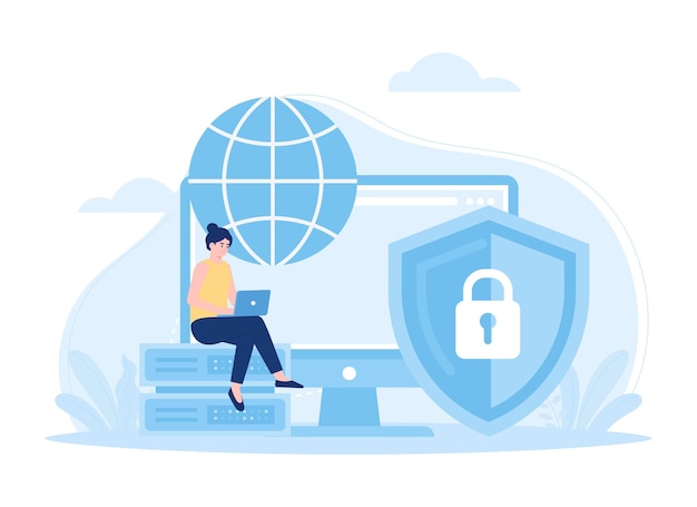 Software security trending concept flat illustration