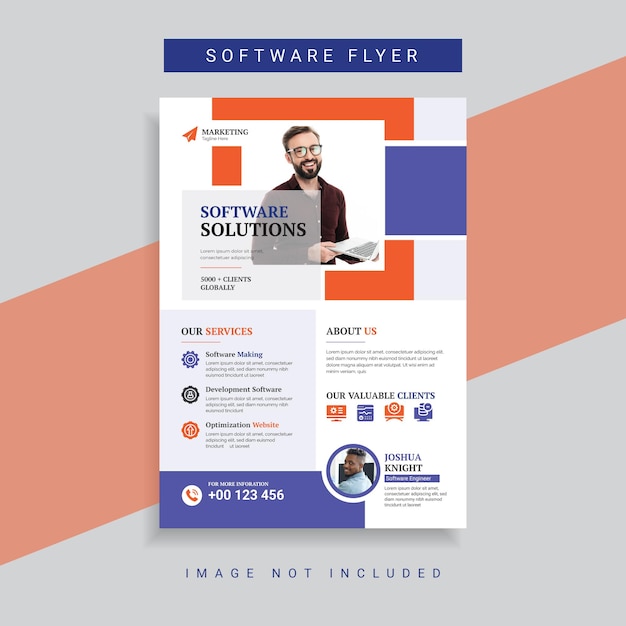 Software solution business flyer design template vector